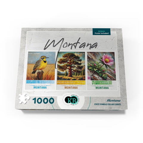 Montana: Bird, Tree, Flower- State Symbols Collage Series 1000 Jigsaw Puzzle box view3