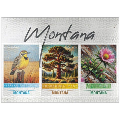puzzleplate Montana: Bird, Tree, Flower- State Symbols Collage Series 1000 Jigsaw Puzzle