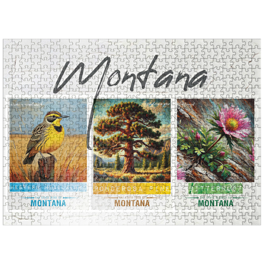 puzzleplate Montana: Bird, Tree, Flower- State Symbols Collage Series 500 Jigsaw Puzzle