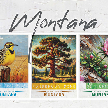 Montana: Bird, Tree, Flower- State Symbols Collage Series 500 Jigsaw Puzzle 3D Modell