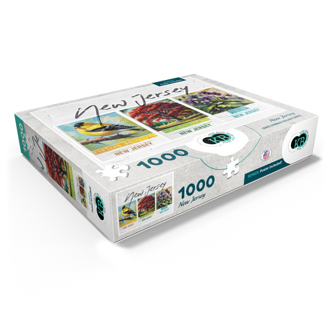 New Jersey: Bird, Tree, Flower- State Symbols Collage Series 1000 Jigsaw Puzzle box view1