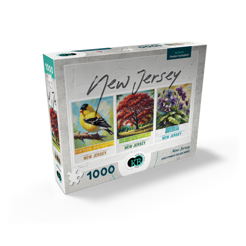 New Jersey: Bird, Tree, Flower- State Symbols Collage Series 1000 Jigsaw Puzzle box view2