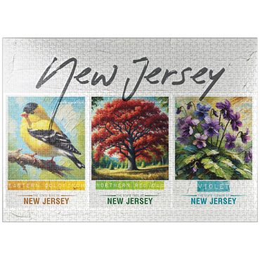 puzzleplate New Jersey: Bird, Tree, Flower- State Symbols Collage Series 1000 Jigsaw Puzzle