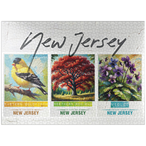 puzzleplate New Jersey: Bird, Tree, Flower- State Symbols Collage Series 1000 Jigsaw Puzzle