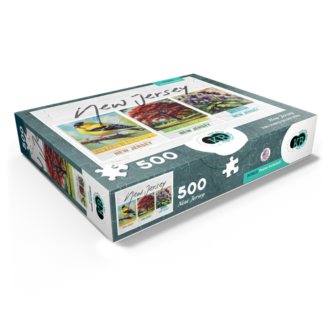 New Jersey: Bird, Tree, Flower- State Symbols Collage Series 500 Jigsaw Puzzle box view1