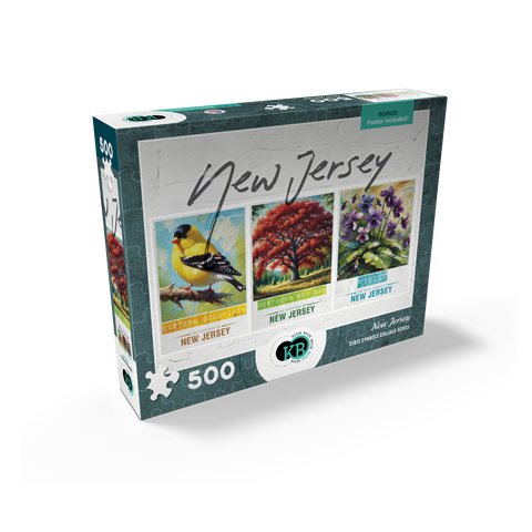 New Jersey: Bird, Tree, Flower- State Symbols Collage Series 500 Jigsaw Puzzle box view2