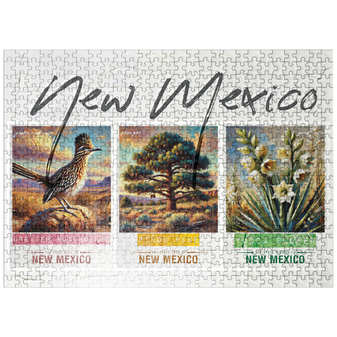 puzzleplate New Mexico: Bird, Tree, Flower- State Symbols Collage Series 500 Jigsaw Puzzle