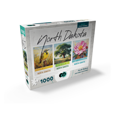 North Dakota: Bird, Tree, Flower- State Symbols Collage Series 1000 Jigsaw Puzzle box view2