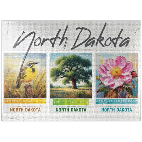 puzzleplate North Dakota: Bird, Tree, Flower- State Symbols Collage Series 1000 Jigsaw Puzzle