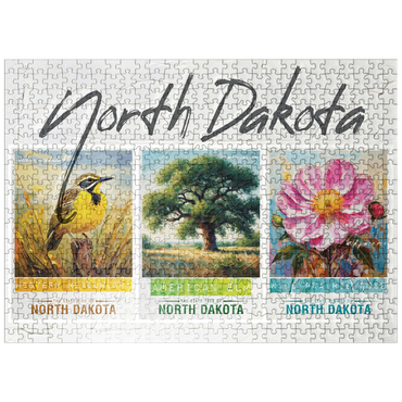 puzzleplate North Dakota: Bird, Tree, Flower- State Symbols Collage Series 500 Jigsaw Puzzle