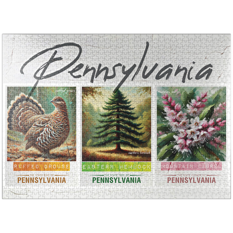puzzleplate Pennsylvania: Bird, Tree, Flower- State Symbols Collage Series 1000 Jigsaw Puzzle