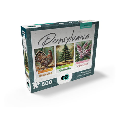 Pennsylvania: Bird, Tree, Flower- State Symbols Collage Series 500 Jigsaw Puzzle box view2