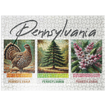puzzleplate Pennsylvania: Bird, Tree, Flower- State Symbols Collage Series 500 Jigsaw Puzzle