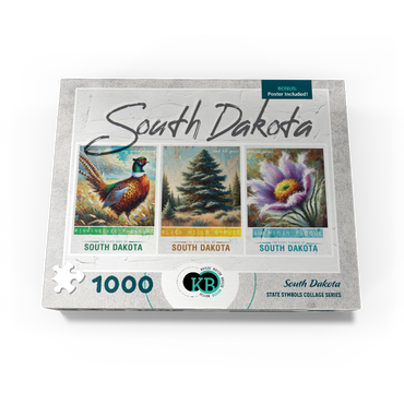 South Dakota: Bird, Tree, Flower- State Symbols Collage Series 1000 Jigsaw Puzzle box view3