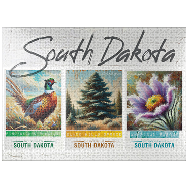 puzzleplate South Dakota: Bird, Tree, Flower- State Symbols Collage Series 1000 Jigsaw Puzzle