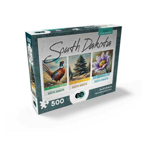 South Dakota: Bird, Tree, Flower- State Symbols Collage Series 500 Jigsaw Puzzle box view2