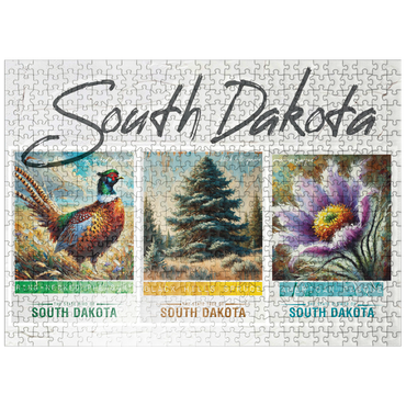 puzzleplate South Dakota: Bird, Tree, Flower- State Symbols Collage Series 500 Jigsaw Puzzle