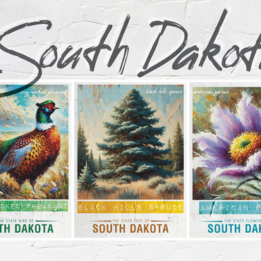 South Dakota: Bird, Tree, Flower- State Symbols Collage Series 500 Jigsaw Puzzle 3D Modell