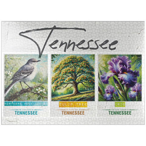 puzzleplate Tennessee: Bird, Tree, Flower- State Symbols Collage Series 1000 Jigsaw Puzzle