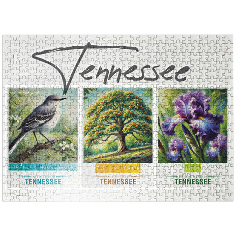 puzzleplate Tennessee: Bird, Tree, Flower- State Symbols Collage Series 500 Jigsaw Puzzle