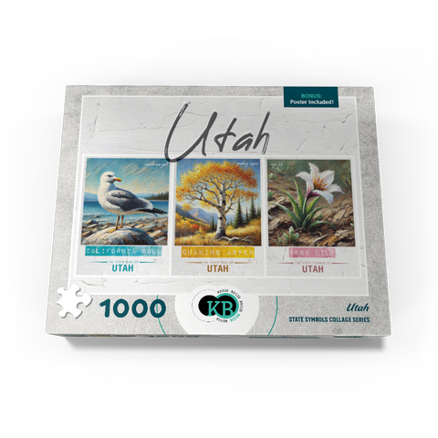 Utah: Bird, Tree, Flower- State Symbols Collage Series 1000 Jigsaw Puzzle box view3