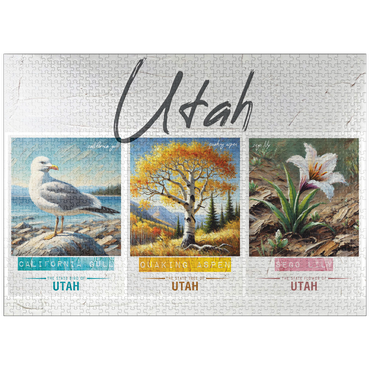 puzzleplate Utah: Bird, Tree, Flower- State Symbols Collage Series 1000 Jigsaw Puzzle