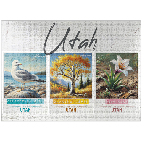 puzzleplate Utah: Bird, Tree, Flower- State Symbols Collage Series 1000 Jigsaw Puzzle