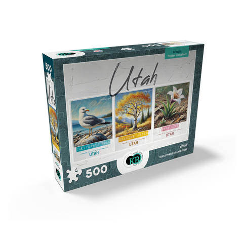 Utah: Bird, Tree, Flower- State Symbols Collage Series 500 Jigsaw Puzzle box view2