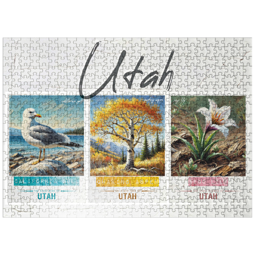 puzzleplate Utah: Bird, Tree, Flower- State Symbols Collage Series 500 Jigsaw Puzzle