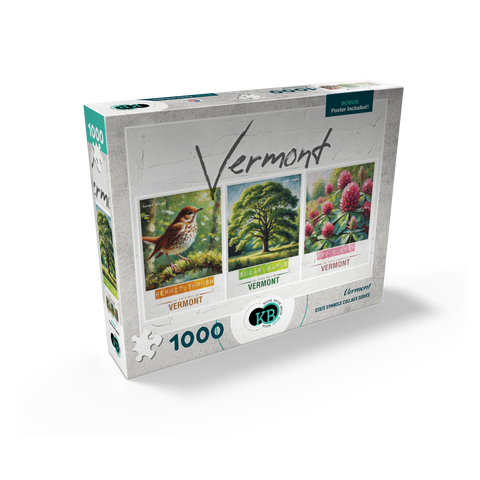 Vermont: Bird, Tree, Flower- State Symbols Collage Series 1000 Jigsaw Puzzle box view2