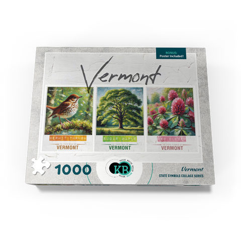 Vermont: Bird, Tree, Flower- State Symbols Collage Series 1000 Jigsaw Puzzle box view3