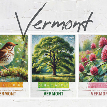 Vermont: Bird, Tree, Flower- State Symbols Collage Series 1000 Jigsaw Puzzle 3D Modell