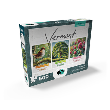 Vermont: Bird, Tree, Flower- State Symbols Collage Series 500 Jigsaw Puzzle box view2