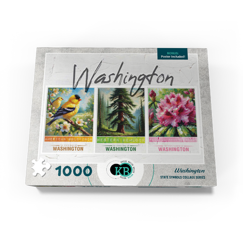 Washington: Bird, Tree, Flower- State Symbols Collage Series 1000 Jigsaw Puzzle box view3