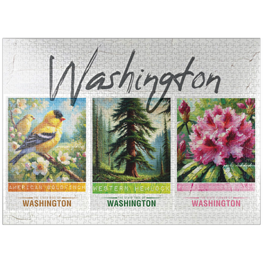 puzzleplate Washington: Bird, Tree, Flower- State Symbols Collage Series 1000 Jigsaw Puzzle