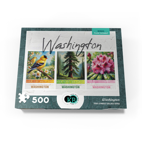 Washington: Bird, Tree, Flower- State Symbols Collage Series 500 Jigsaw Puzzle box view3