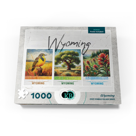 Wyoming: Bird, Tree, Flower- State Symbols Collage Series 1000 Jigsaw Puzzle box view3