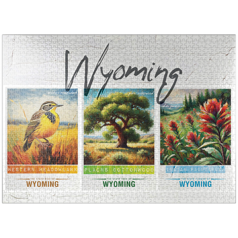 puzzleplate Wyoming: Bird, Tree, Flower- State Symbols Collage Series 1000 Jigsaw Puzzle
