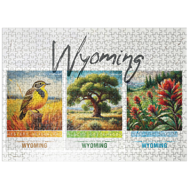 puzzleplate Wyoming: Bird, Tree, Flower- State Symbols Collage Series 500 Jigsaw Puzzle