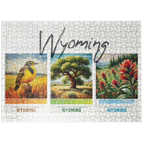 puzzleplate Wyoming: Bird, Tree, Flower- State Symbols Collage Series 500 Jigsaw Puzzle