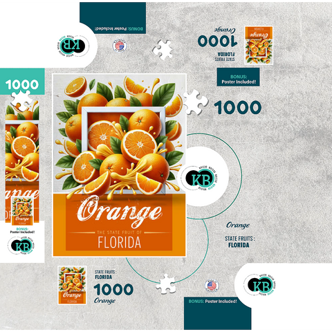Colorful Fruits: Florida, Orange -State Fruits Series 1000 Jigsaw Puzzle box 3D Modell