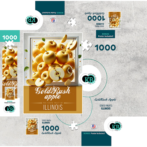 Colorful Fruits: Illinois, GoldRush Apple -State Fruits Series 1000 Jigsaw Puzzle box 3D Modell