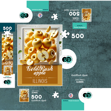 Colorful Fruits: Illinois, GoldRush Apple -State Fruits Series 500 Jigsaw Puzzle box 3D Modell