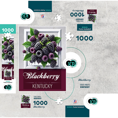 Colorful Fruits: Kentucky, Blackberry -State Fruits Series 1000 Jigsaw Puzzle box 3D Modell