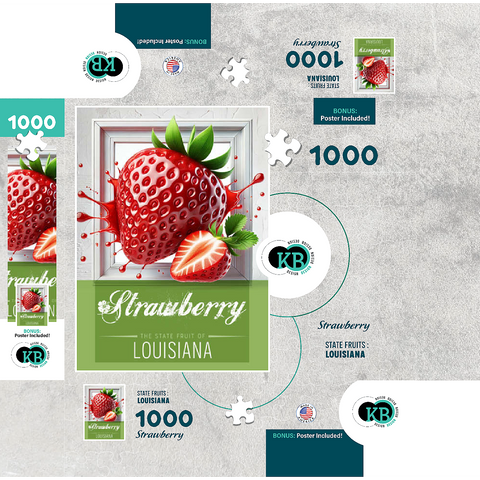 Colorful Fruits: Louisiana, Strawberry -State Fruits Series 1000 Jigsaw Puzzle box 3D Modell
