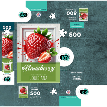 Colorful Fruits: Louisiana, Strawberry -State Fruits Series 500 Jigsaw Puzzle box 3D Modell