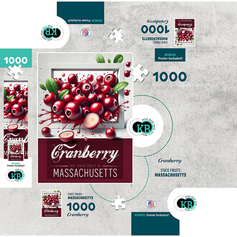 Colorful Fruits: Massachusetts, Cranberry -State Fruits Series 1000 Jigsaw Puzzle box 3D Modell