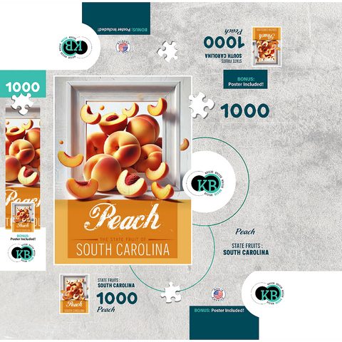 Colorful Fruits: South Carolina, Peach -State Fruits Series 1000 Jigsaw Puzzle box 3D Modell