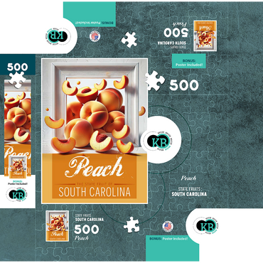 Colorful Fruits: South Carolina, Peach -State Fruits Series 500 Jigsaw Puzzle box 3D Modell