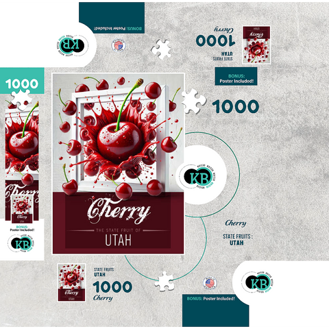 Colorful Fruits: Utah, Cherry -State Fruits Series 1000 Jigsaw Puzzle box 3D Modell
